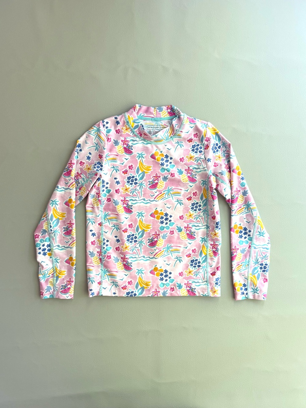Coolibar GIRLS Sea Island Pink Beach Rashguard Rash Guard Sun Shirt MEDIUM UPF
